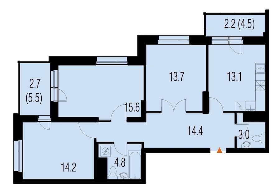 Трехкомнатная квартира в : площадь 84.4 м2 , этаж: 18 – купить в Санкт-Петербурге
